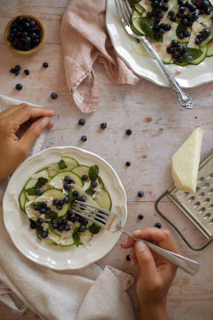 zucchini carpaccio with maine blueberries