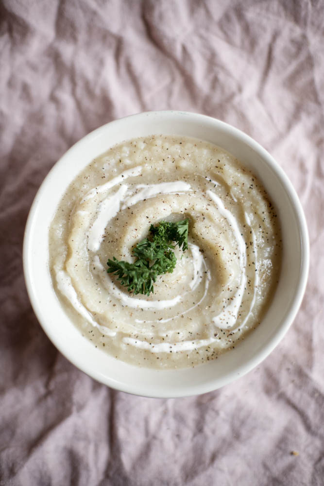 Bowl of gluten free potato soup